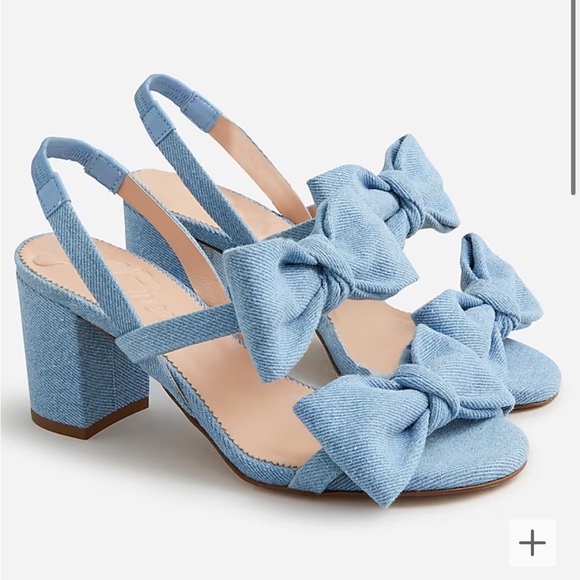 J Crew Lucie Bow Slingback Sandals in Denim Twill - Picture 11 of 11